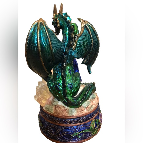 Vintage Musical Sculpture Fantasy Wizard And Dragon Crystals And Wind Chime - Picture 3 of 16